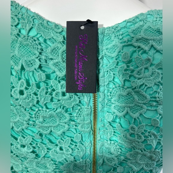 NWT VA VA.VOOM HOT MIAMI STYLE LACE GREEN turquoise CROPPED back zipper size L - Picture 5 of 8